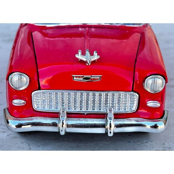 1955 Chevrolet Bel Air Diecast Model Car 1:24 Scale Red White Collectible 2 Tone - Picture 6 of 15
